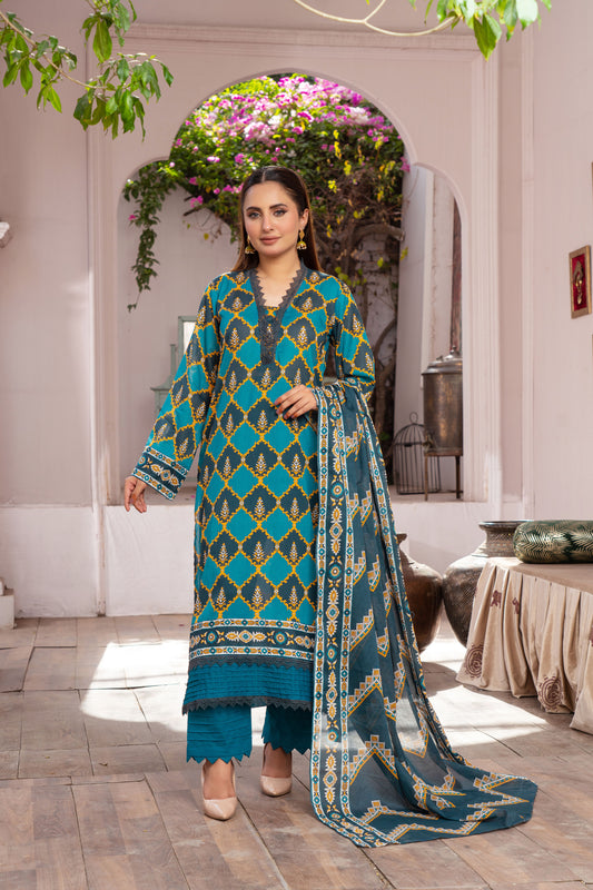 Unstitched 3-piece Lawn Printed