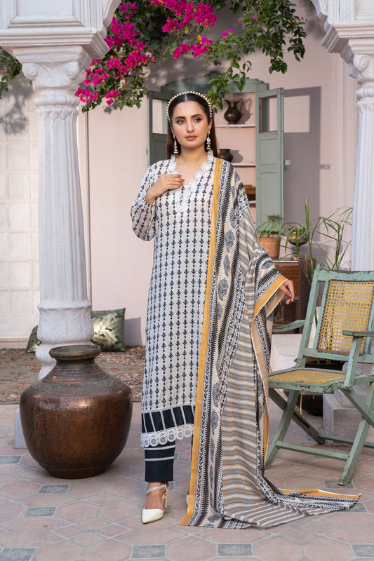 Unstitched 3-piece Lawn Printed